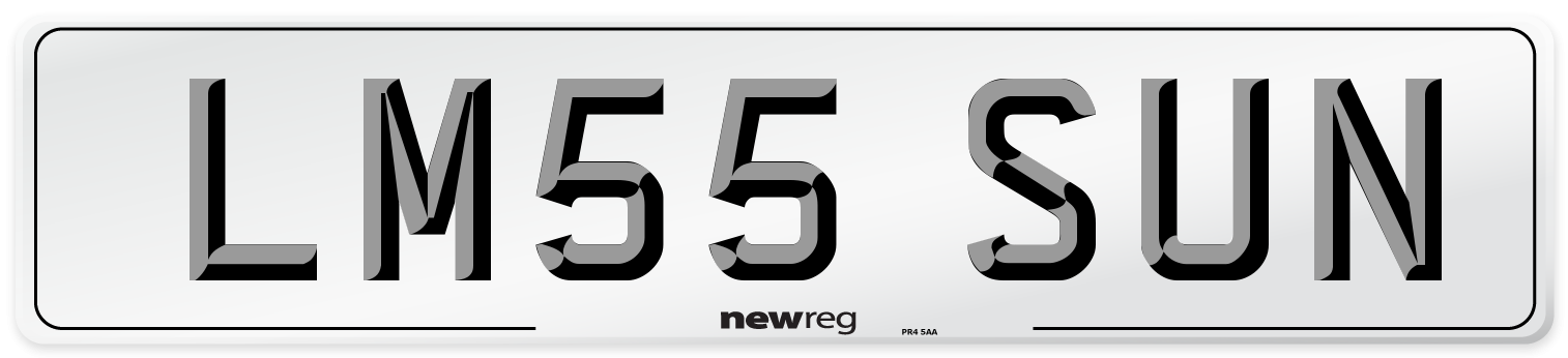 LM55 SUN Number Plate from New Reg